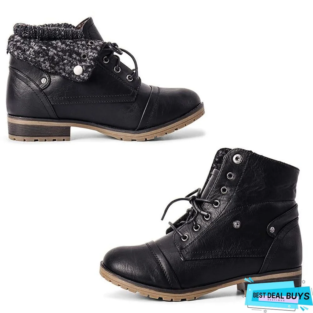 Winter Women's Ankle Boots Shoes Genuine Leather Lace Up Platform Boots Woman Warm Plush Snow Boots Women