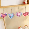 6PCS-Love-Double côté perceuse-diamant porte-clés