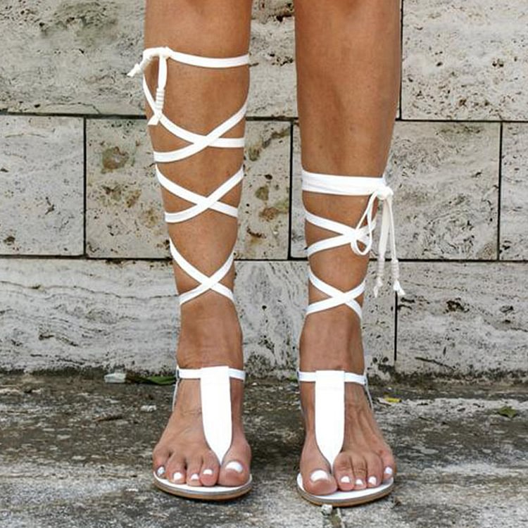 Thong Lace-Up Western Sandals