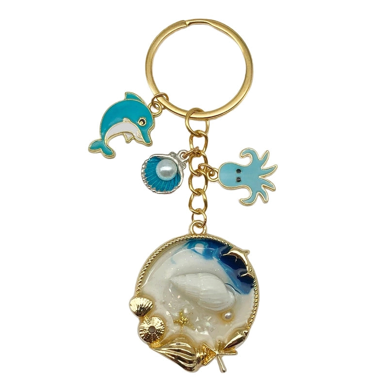 Cute Marine Style Starfish Mermaid Shell Alloy Enamel Bag Pendant Keychain