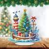 DIY Christmas Boat Lighthouse Acrylic Diamond Painting Desktop Ornaments