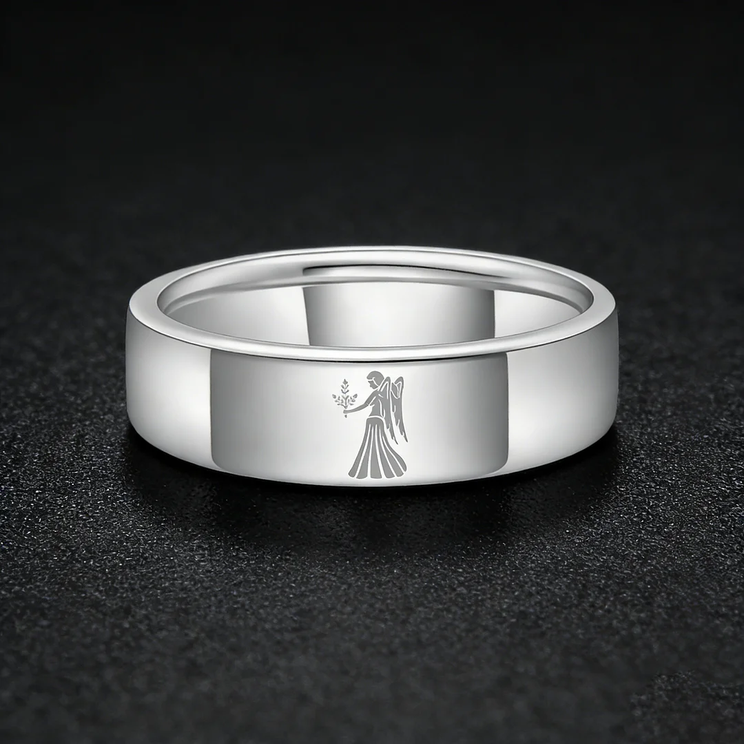 Sliver Tungsten Carbide Rings Flat Virgo Wedding Bands Flat Top Comfort Fit 4MM 6MM 8MM