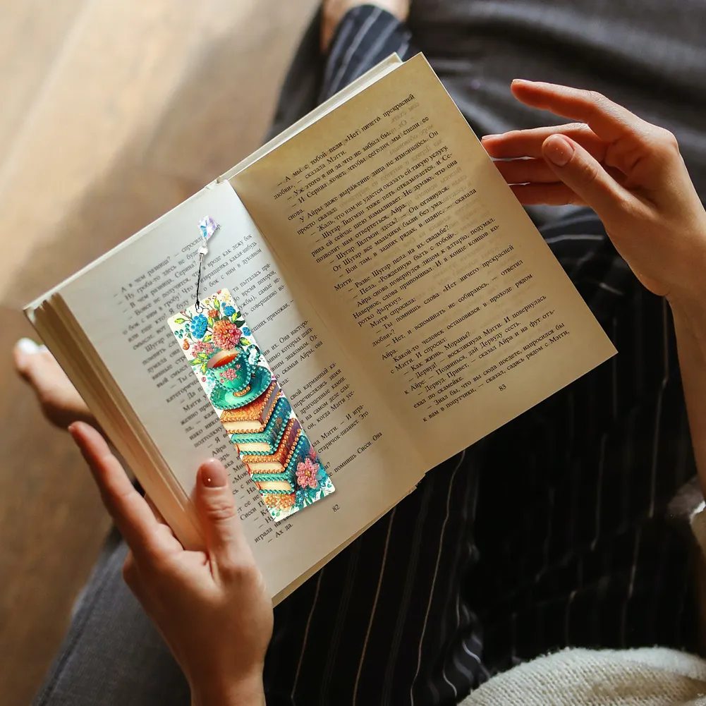 4Pcs DIY Book Diamond Painting Bookmarks Diamond Art Bookmarks for Book Lovers 