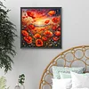 Sunset poppy 5d bricolage rond plein perceuse démon peintures kit décoration intérieure 40x40cm