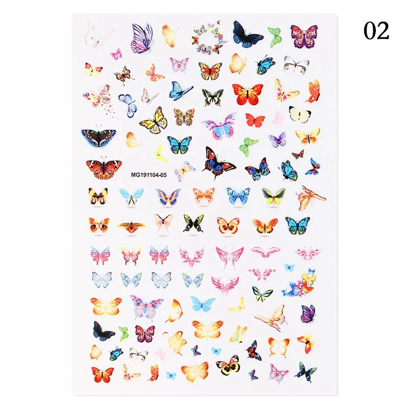 1 Sheet Nail Art 3D Nail Sticker Butterfly Colorful Nail Decals Fairy Tales Nail Transfer Decals Nail Decorations DIY Design