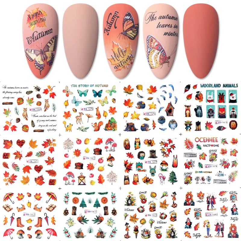 12pcs Valentines Love Letter Water Decals Flower Sliders Nail Stickers for Manicure Nail Art Decoration Transfer Water Sticker-Nail Inspo