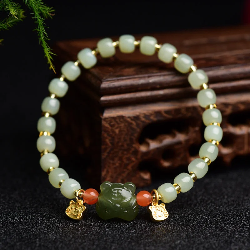 Chinese Zodiac Lucky Tiger Jade Abundance Bracelet