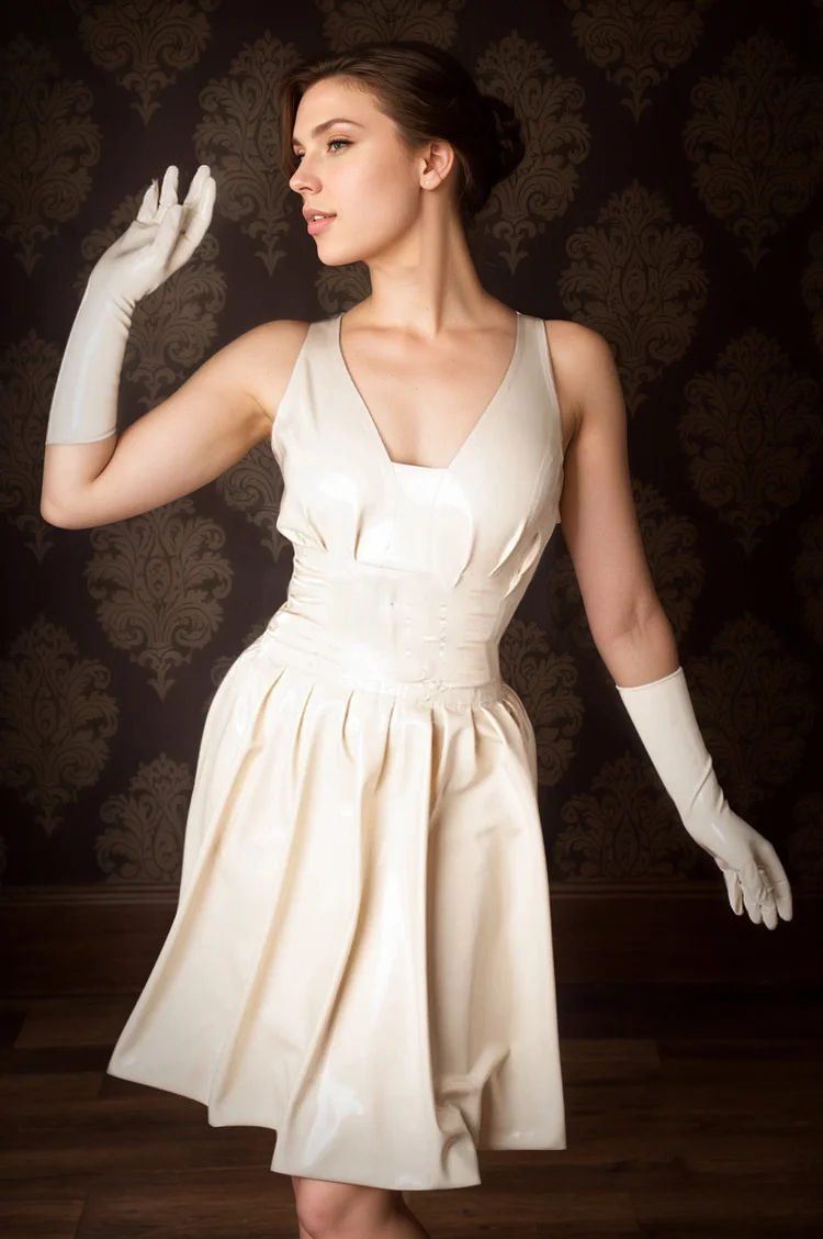 Women Latex Dress White Sophisticated Ball