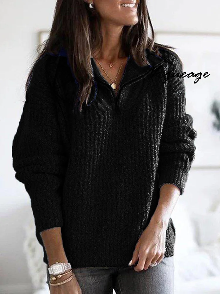 Autumn And Winter Zipper Pullover Long Sleeve Knitted Sweater Jacket