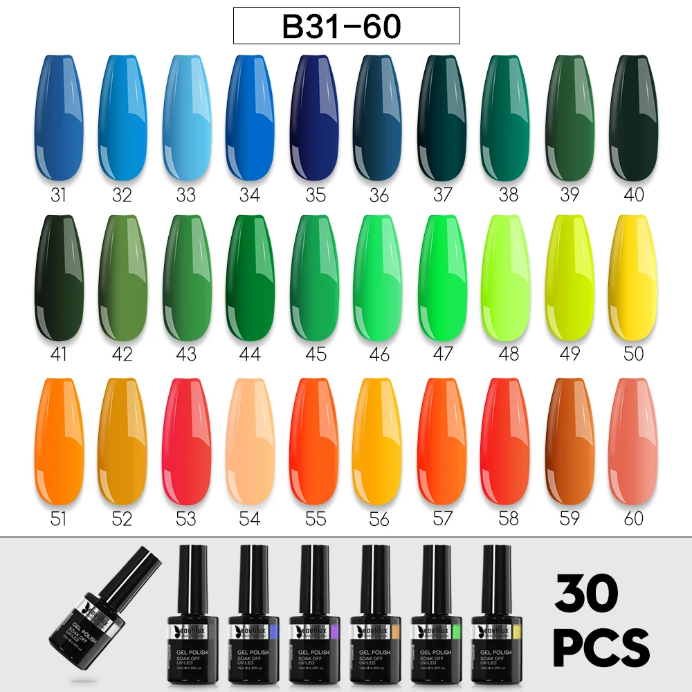 Bundle of 30 pieces Gel Polish Colors