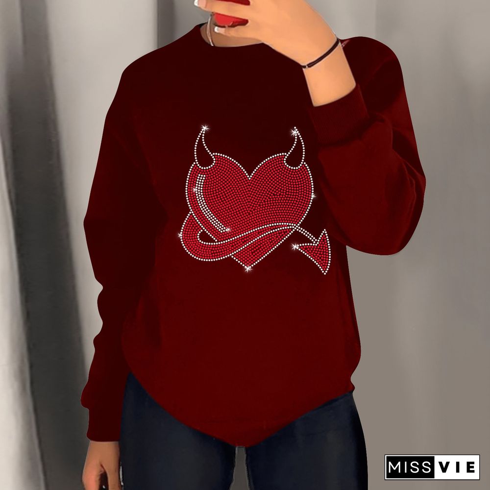 Warm Sweatshirts Hot Drilling Long Sleeve Tops