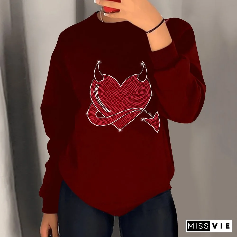 Warm Sweatshirts Hot Drilling Long Sleeve Tops