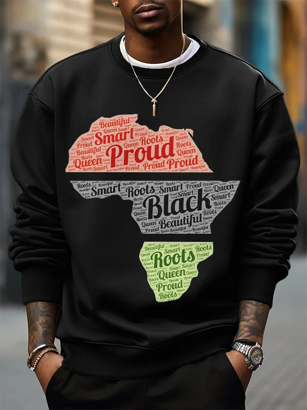 Men's Black Proud Smart Print Cotton Casual Sweatshirt