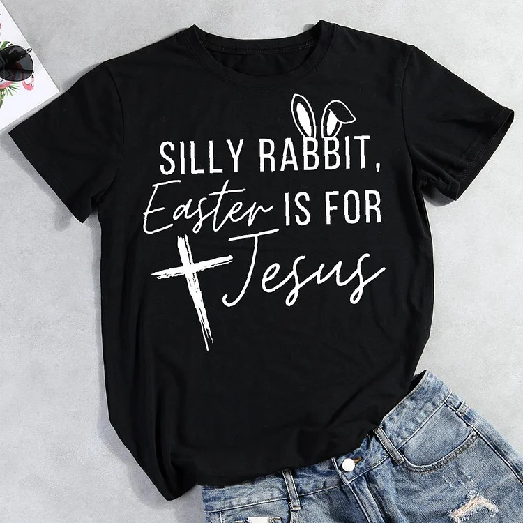 Easter Bunny Jesus Round Neck T-shirt-Annaletters