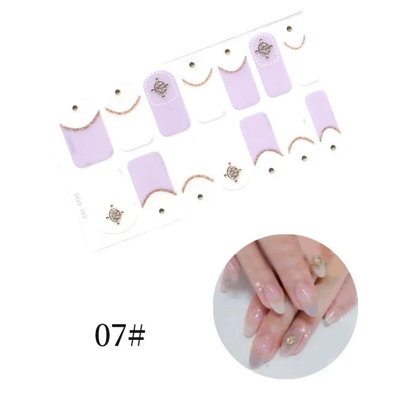 New Designs Full Cover Nail Stickers Fashion Flowers Nail Sticker Set Self Adhesive Manicure Decoracion Nail Strips-Nail Inspo