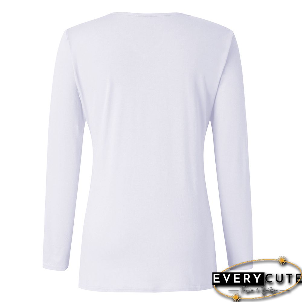 White Modal Cotton Pocketed Long Sleeve Tops