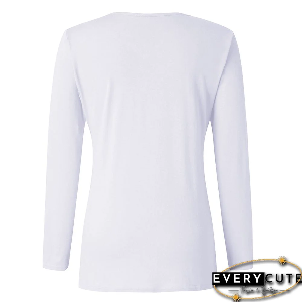 White Modal Cotton Pocketed Long Sleeve Tops