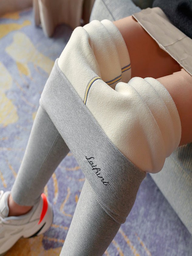 Cotton-Blend Tight Text Letters Leggings
