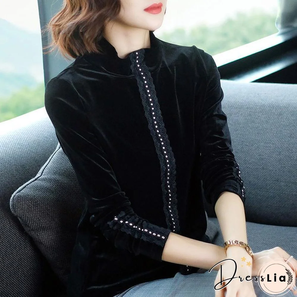 Bead Decor Slim Flannelette Top