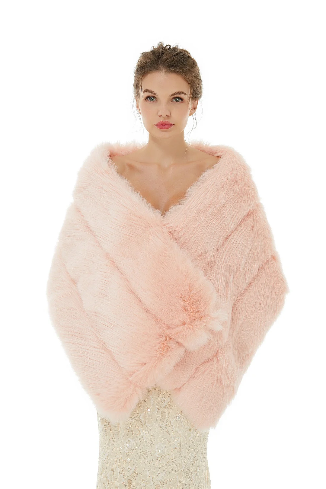 Stunning Pink Faux Fur Wedding Wrap Online - lulusllly