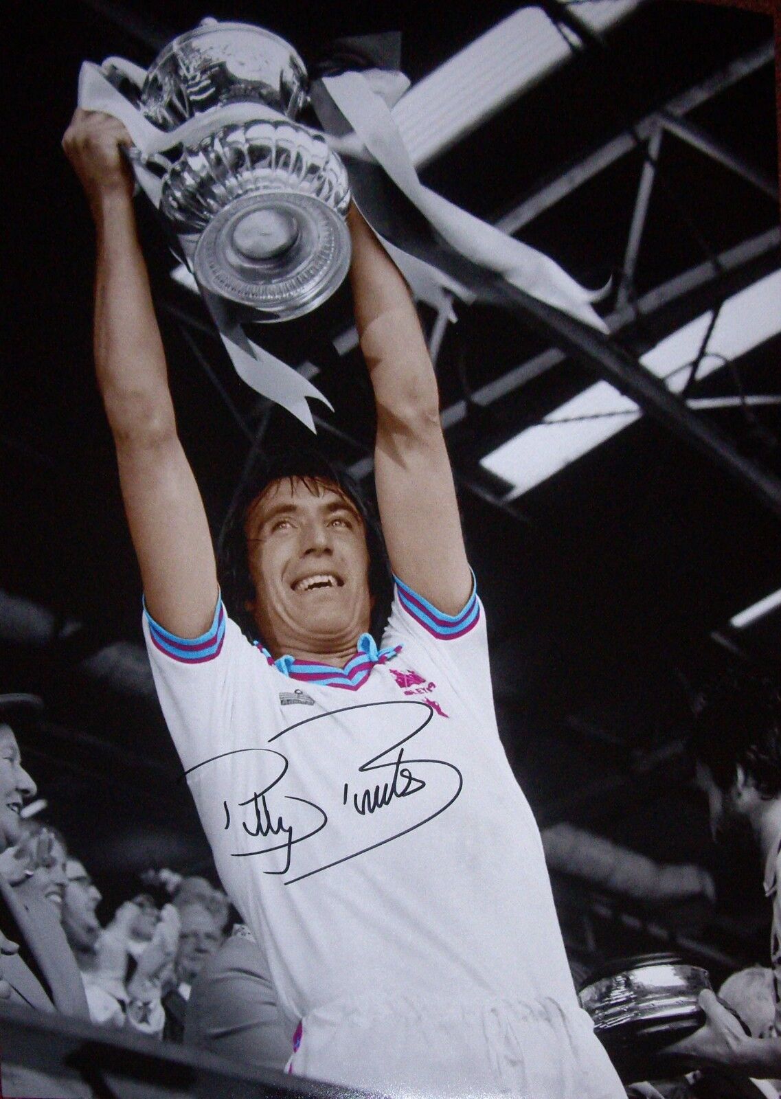 BILLY BONDS SIGNED 16x12” WEST HAM UNITED FA CUP FINAL FOOTBALL Photo Poster painting COA PROOF