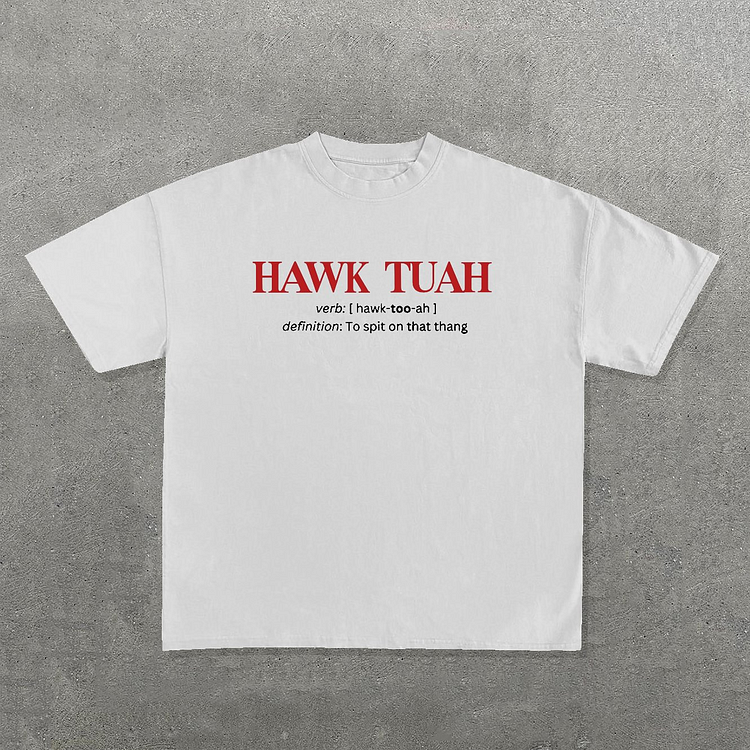 Vintage Hawk Tuah Words Graphic Cotton T-Shirt SOPULA