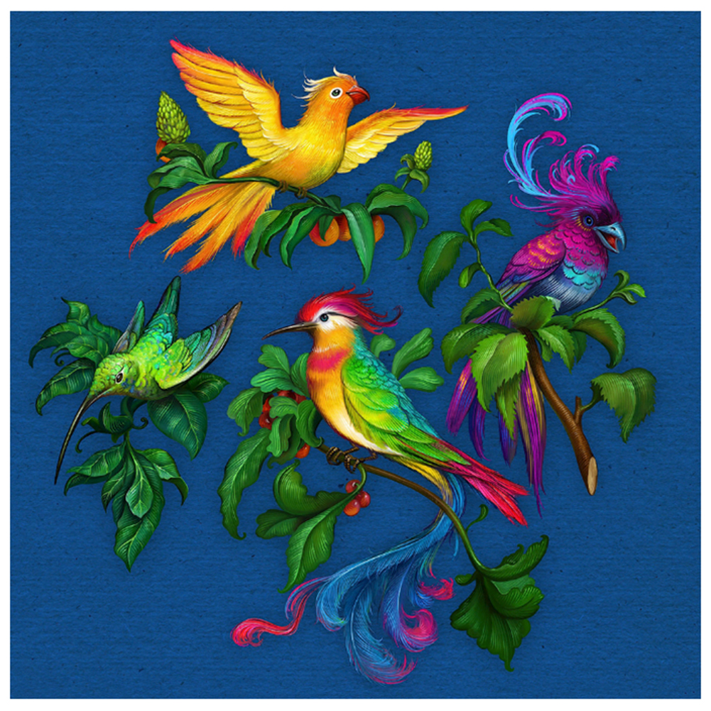 

30*30CM - Crystal Round Drill Diamond Painting - Lovely Bird, 501 Original