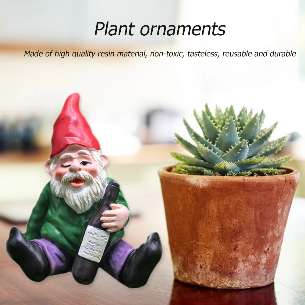 Mini Dwarf Gnome Statue Garden Ornament Resin Fairy Micro Landscape Elf (C)