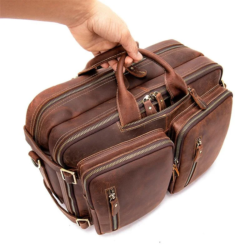 Multi-Functional Spacious Interior Comfortable Grab Detachable Sling Strap Genuine Leather Bag