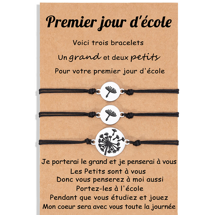 3PCS Ensemble de Bracelets Pissenlit - Cadeau Rentrée Scolaire Premier jour d’école Jessemade FR