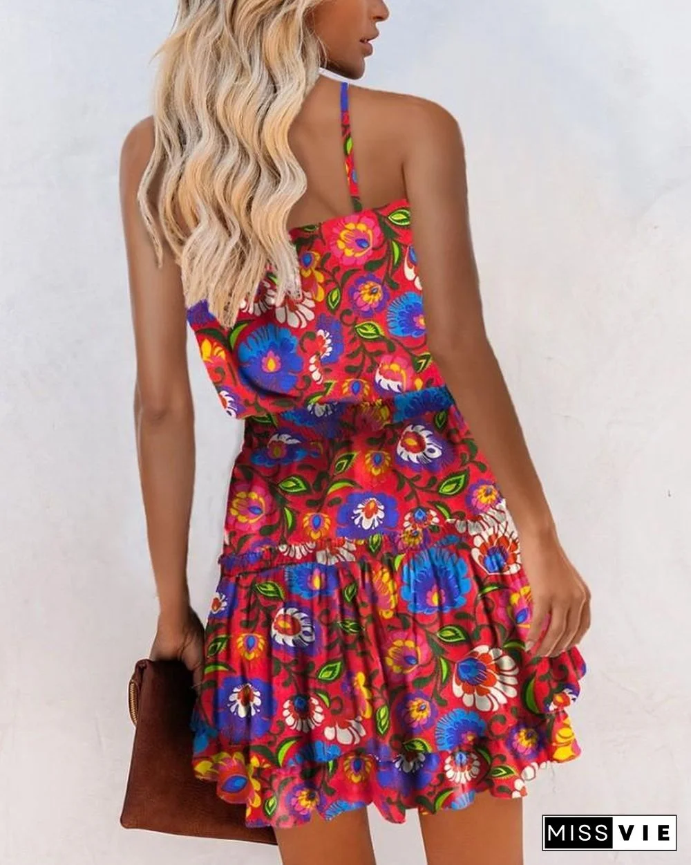 Floral Print Sleeveless Loose Mini Dress P11931