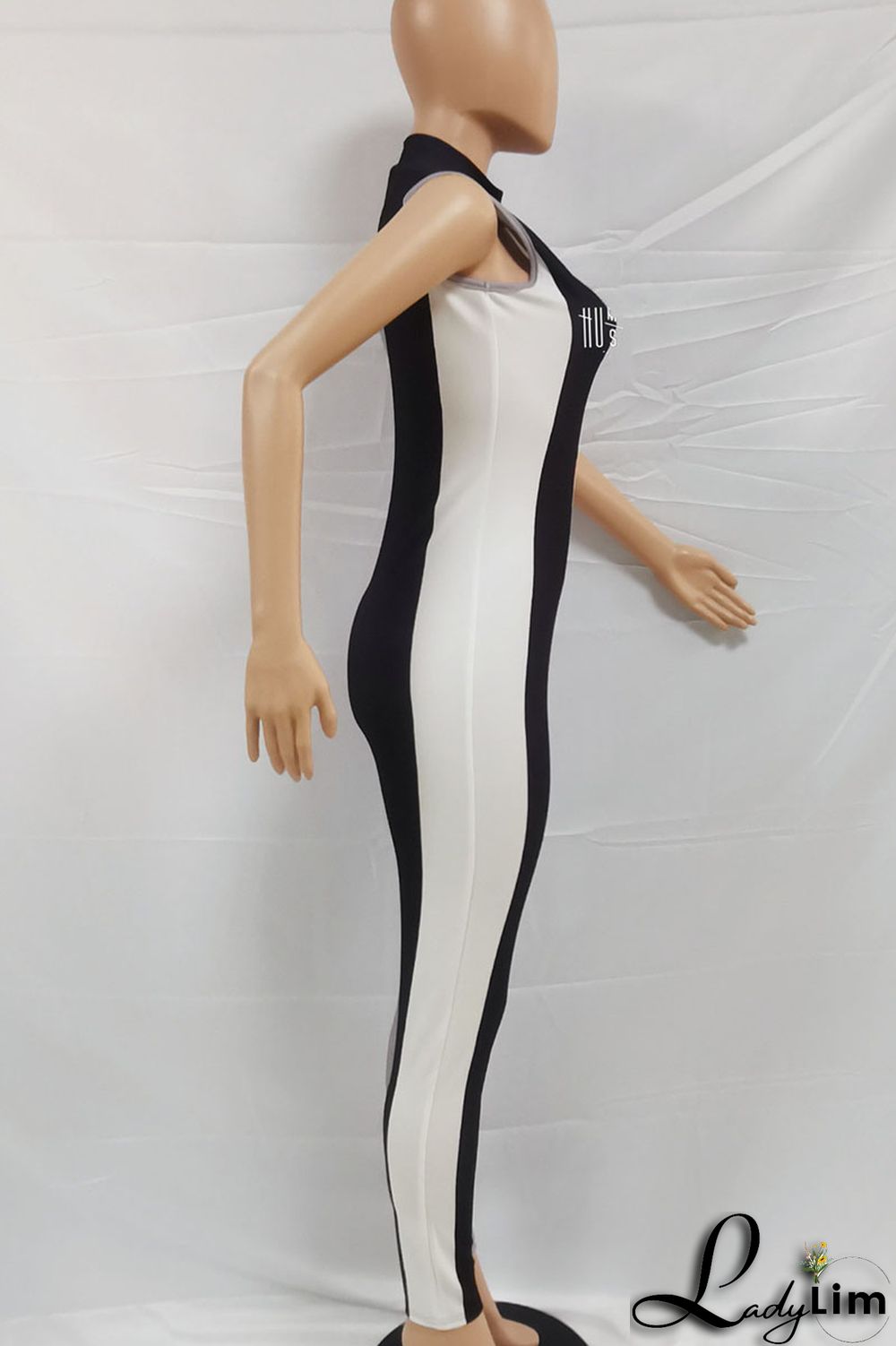 Black Gray Casual Street Print Split Joint Zipper Collar Regular Jumpsuits