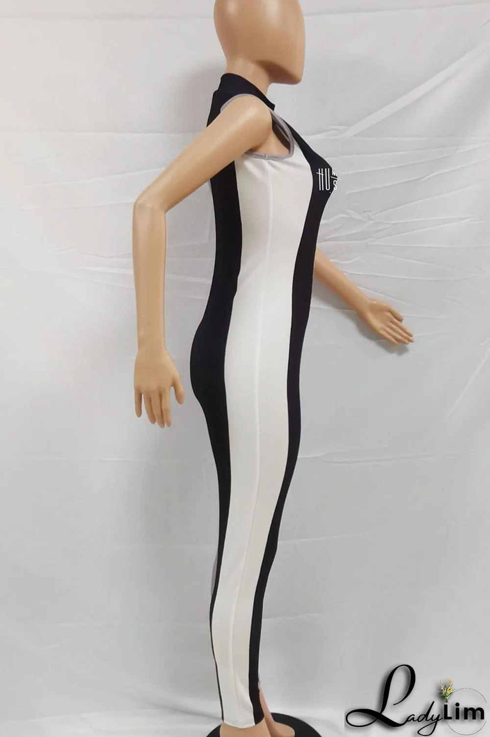 Black Gray Casual Street Print Split Joint Zipper Collar Regular Jumpsuits