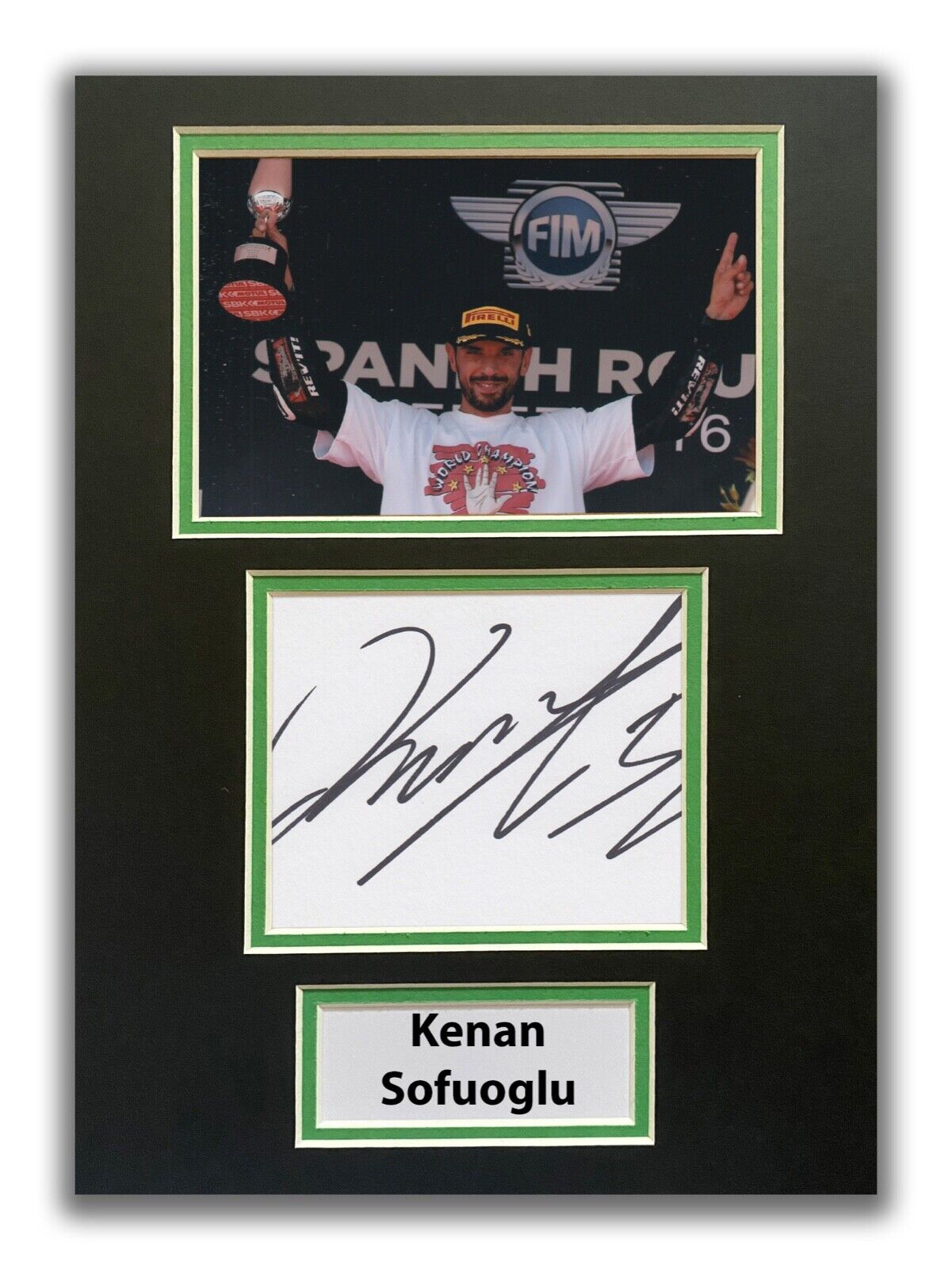 KENAN SOFUOGLU HAND SIGNED A4 MOUNTED Photo Poster painting DISPLAY - KAWASAKI - WSBK 1.