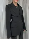Solid Color Belt Blazer