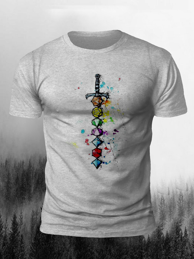Men's Gem Sword Printed Short Sleeve T-shirt