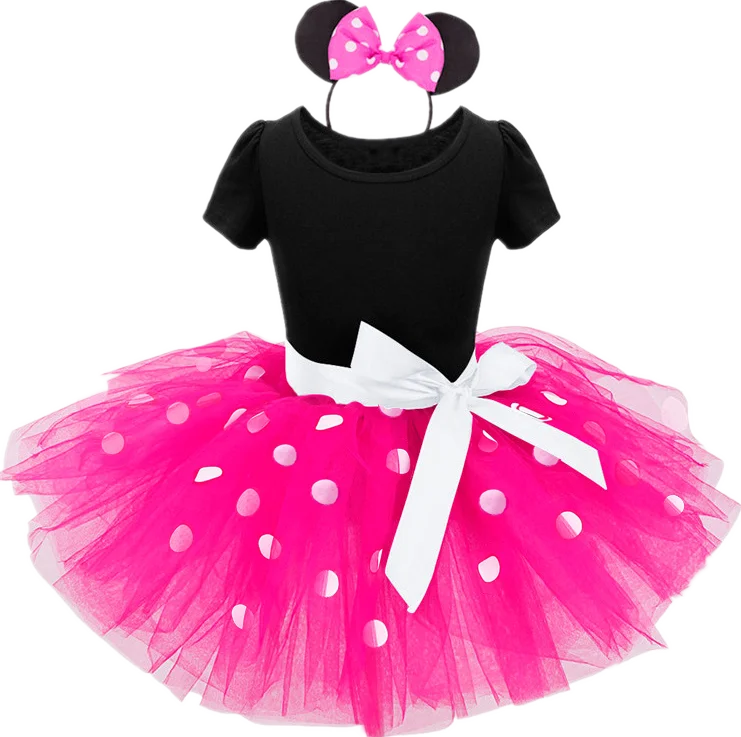 Baby Birthday Dress For Christmas Dress New Year Costume Mouse Dress Up 2 Pcs Tutu Outfits Party Cosplay Polka Dots Vestido
