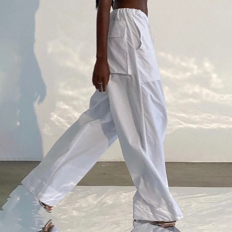 Tawnie Y2K Streetwear Baggy Cargo Pants Women Vintage Drawstring Low Waist Sweatpants Casual Loose Wide Leg Trousers 2022 Summer
