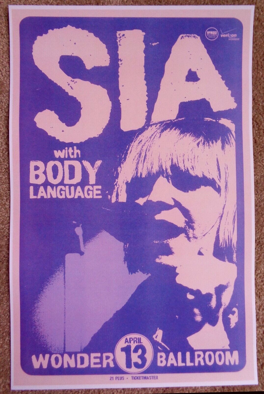 SIA Furler 2010 Gig POSTER Portland Oregon Concert