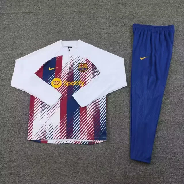 2023/2024 Barcelona Half-Pull Training Suit Red White Blue Jersey Set