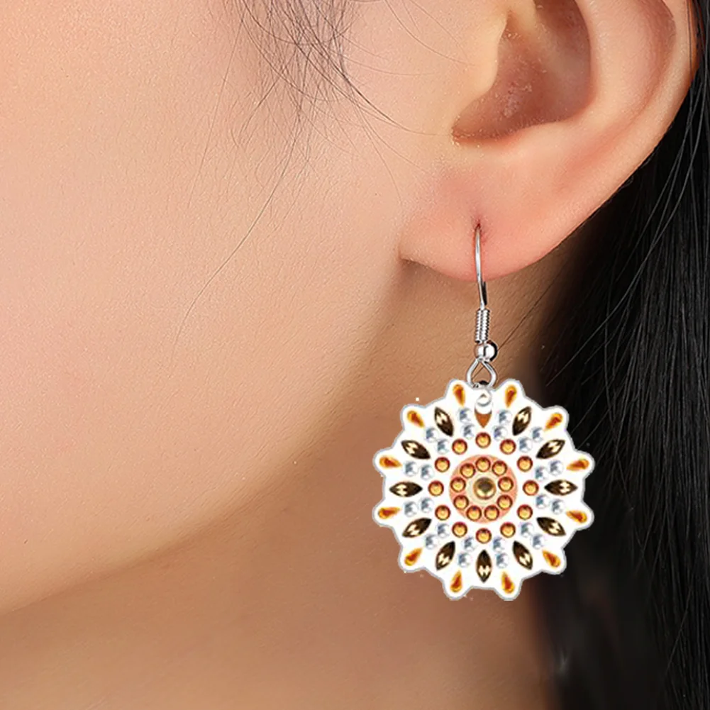 12 Pairs Pattern DIY Diamond Art Earrings Double Sided Diamond Painting Earrings
