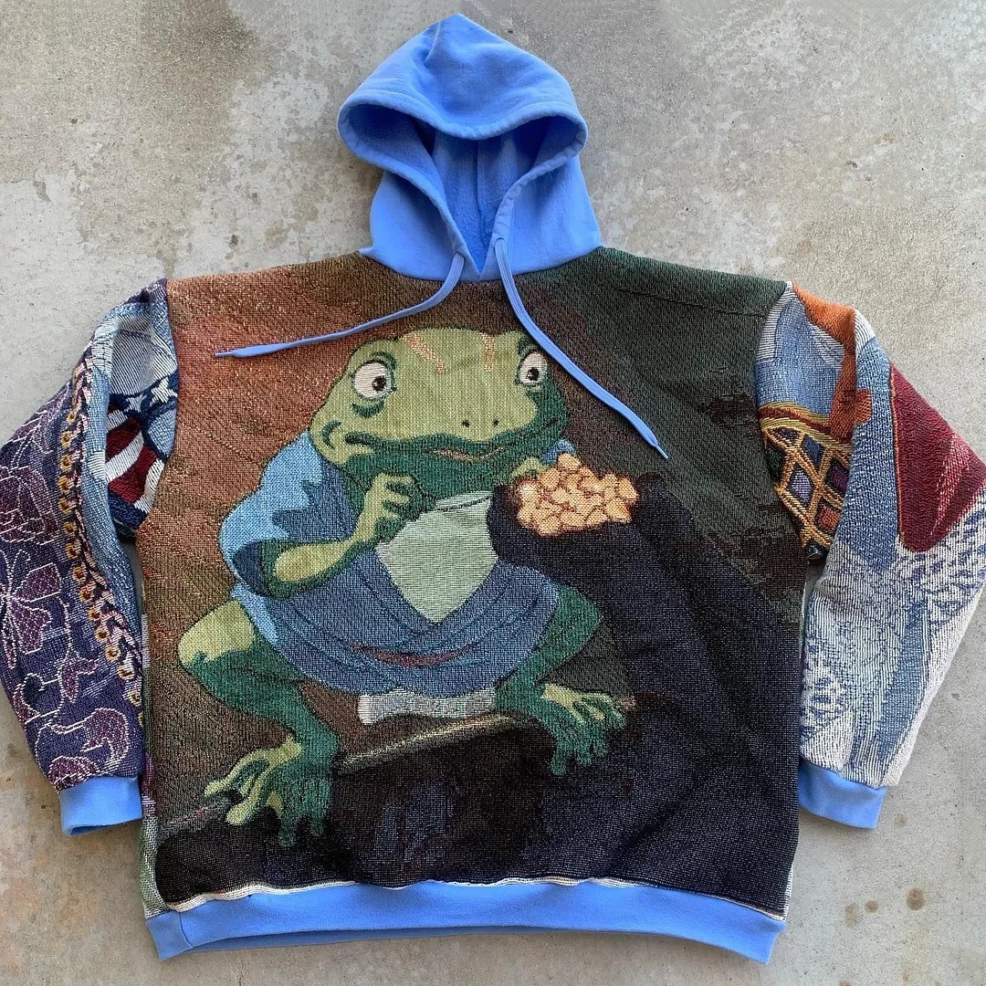 Vanity Frog Print Long Sleeve Tapestry Hoodies