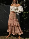 Lace-Up Falbala Off-The-Shoulder Bohemia Suits