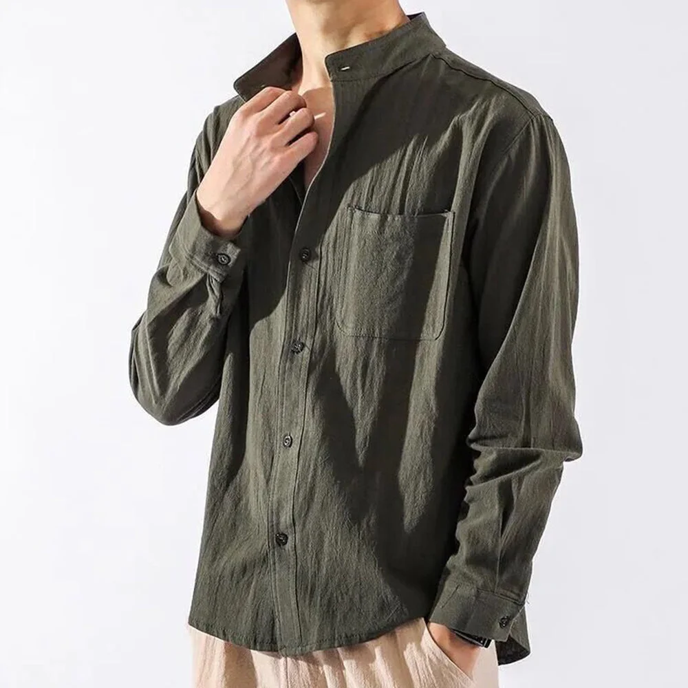 Smiledeer Spring and summer new men's cotton and linen shirts