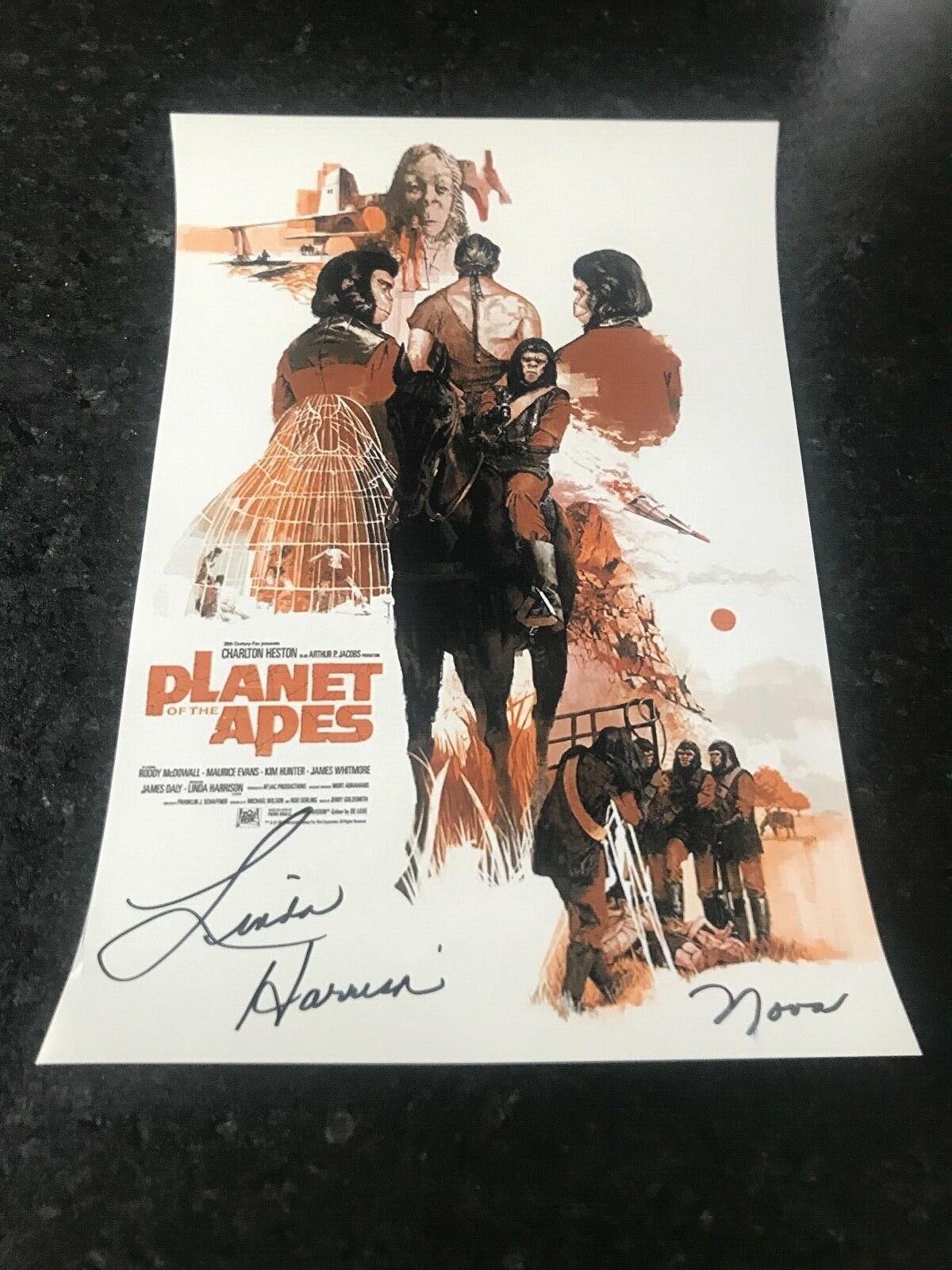 * LINDA HARRISON * signed 12x18 poster * PLANET OF THE APES * NOVA * COA * 3