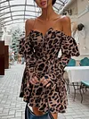 Sexy Off-The-Shoulder Long Sleeve Backless Leopard Print Mini Dress
