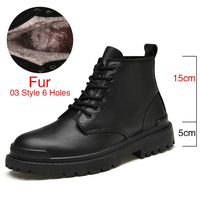 DEKABR Genuine Leather Men's Ankle Boots High Top Shoes For Men Winter Fashion Male Motorcycle Footwear Snow Boots Size 38~48