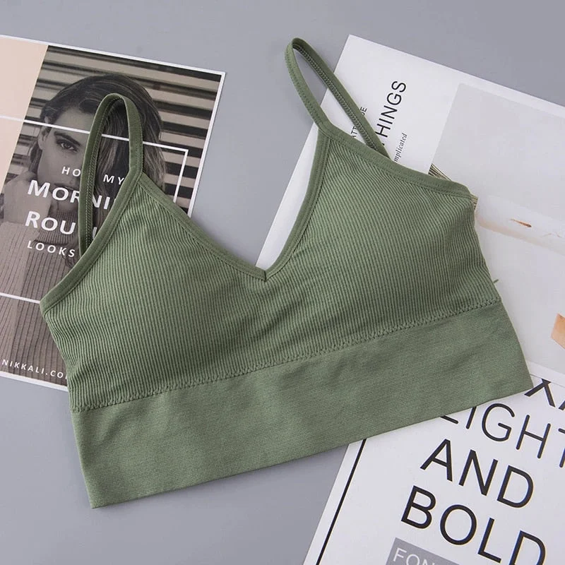 DERUILADY Sexy Seamless Bras For Women Padded Underwear U Backless Bralette Sleep Top Camis Cotton Wireless Fitness Bra Lingerie