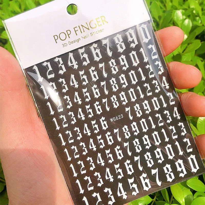 1PC 3D Nail Stickers Black Glitter Silver Star Self-Adhesive Slider Letters Nail Art Decorations Decals Manicure Accessories-Nail Inspo