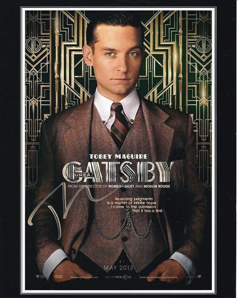 Tobey maguire signed autographed the great gatsby nick carraway Photo Poster painting